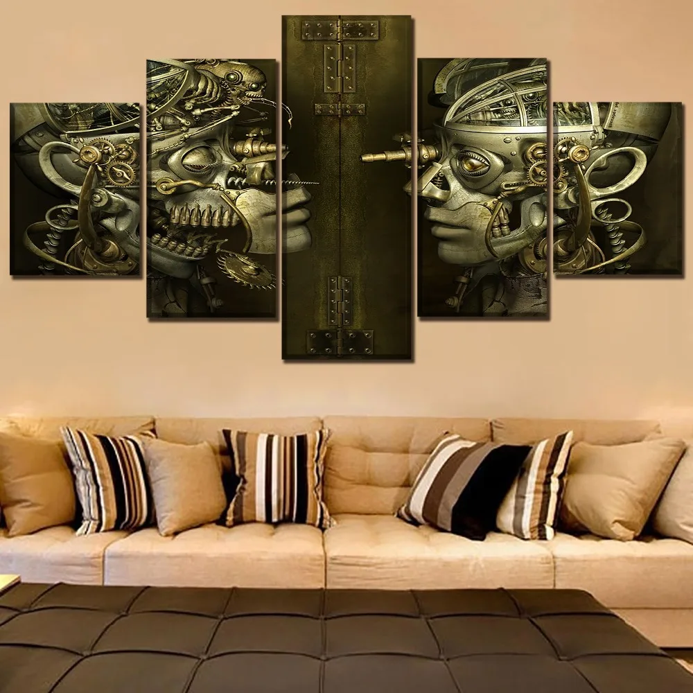 

Home Decor Framework Modern Wall Art Picture 5 Panel Biomechanical People Steampunk Surrealism Poster Canvas Print Painting