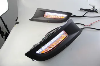 

DY_L VW polo led drl daytime running light fog lamp+Yellow turn signals+automatic OFF and Dim function+fog lamp frame