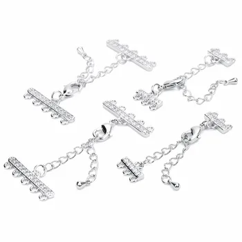 

LOULEUR 2pcs Silver Color Copper with Zircon Clasps for Multi-layer Necklace or Bracelets Connectors For Diy Jewelry Makings
