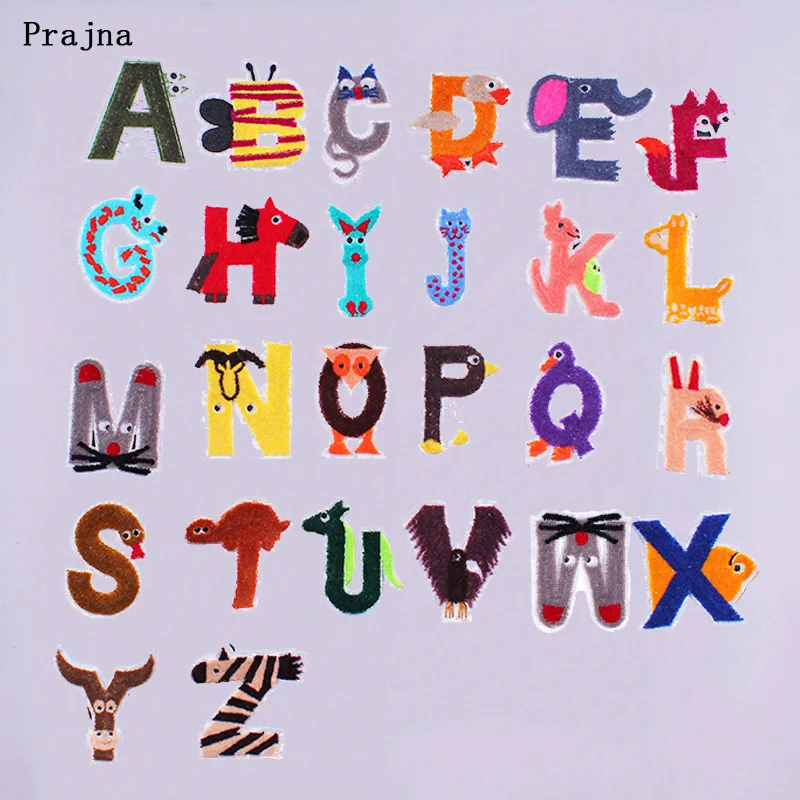 

Prajna A-Z English Patch Embroidered Iron-on Patches for Clothing Animal English Alphabet Letter Patch Adhesive Ironing Badge F