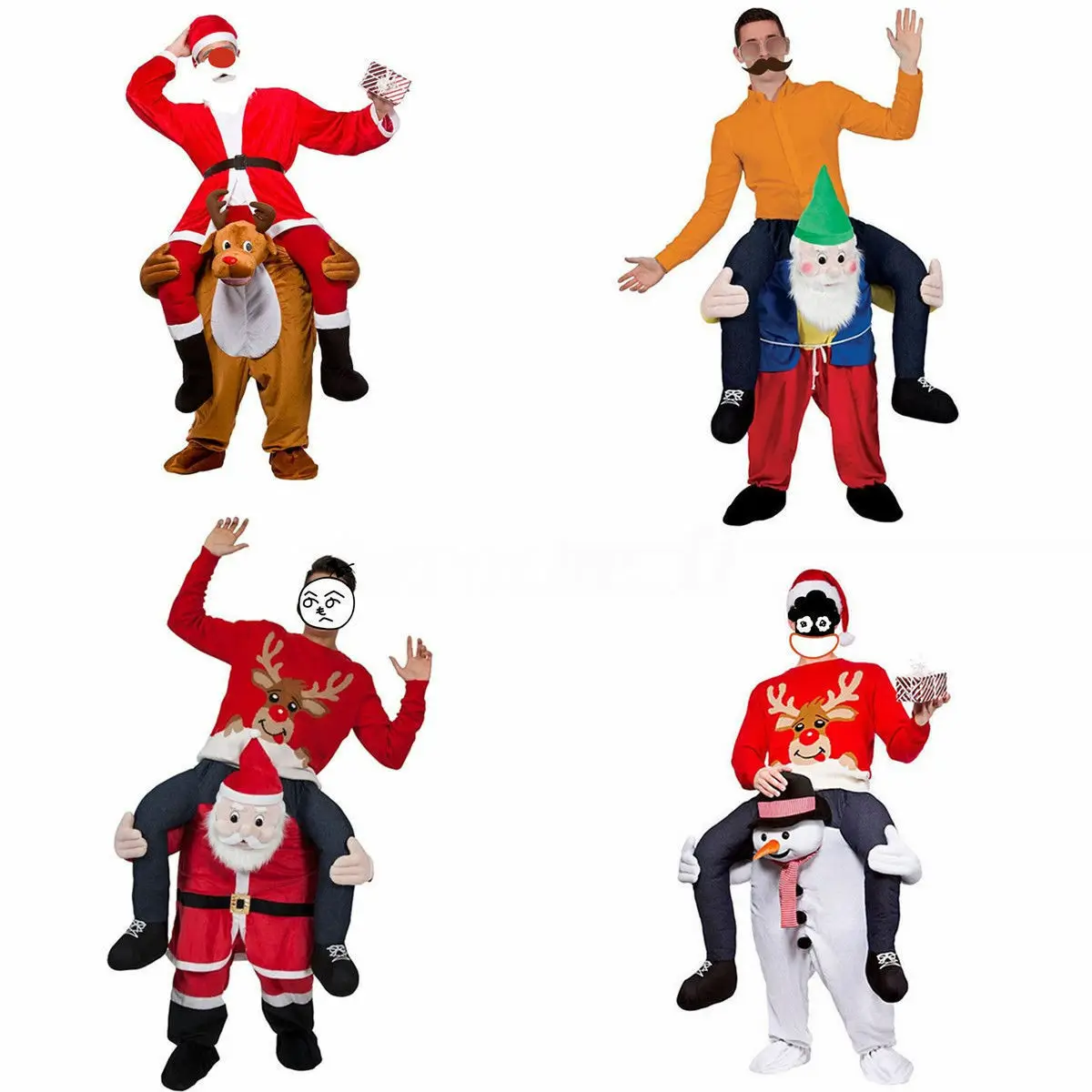 

Carry Me Ride on Snowman Dwarf Mascot Costume Cosplay Party Game Outfits Clothing Advertising Carnival Christmas Festival Adult