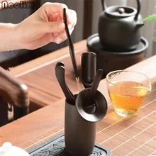 6 шт. набор фиолетовая глина чай цилиндр и эбеновый бамбук чайные инструменты чайный набор кунг-фу чайная церемония простые домашний Чай Аксессуары