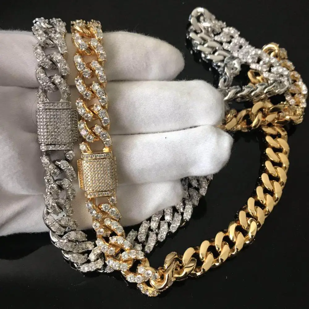 Bling bling кубинская цепь iced out кубинская звеньевая цепь