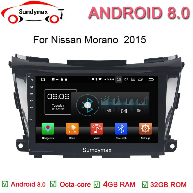 Sale 10.1" Android 8.0 octa Core Car DVD Player For nissan Morano 2015 2016with gps navigation built in wifi mirror link 0