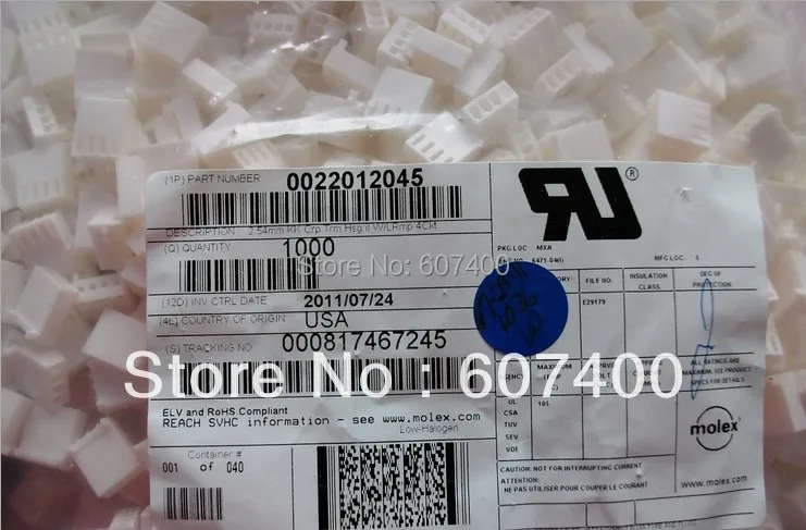 

0022012045 CONN HSNG 4POS .100 W/RAMP/RIB 2201-2045 MOLEX Connectors terminals housings 100% new and original parts 22-01-2045