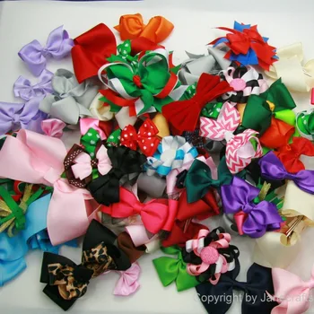 

100pcs 2"-5" Mixed Color Girl Boutique Hair Bow Grosgrain Ribbon Hair Bow for Headband Hair Accessories Drop Shipping