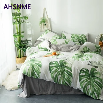 

AHSNME Green Leaf Plant 100% Polyester Home Textile Quilt Cover + Pillowcase Soft Washed Cotton Special Gift Bedlinen