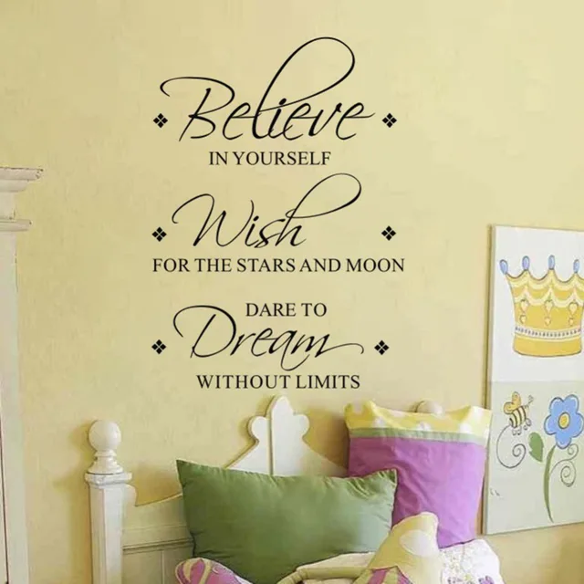 believe wish dream" wall decals removable inspirational vinyl wall