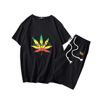 

New Summer Set Style Mens Causal Sportswear Suit Short Sleeve T-Shirt+Shorts Breathable Male Set Tracksuit Men suits 3XL