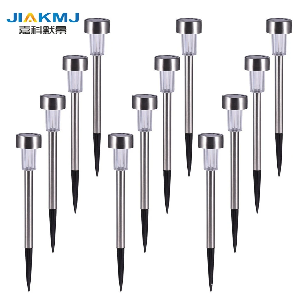 

10 Pcs Lawn Lamp Outdoor Stainless Steel Solar Power 7 Color Changing LED Garden Landscape Path Pathway Lights Solar Panel Light