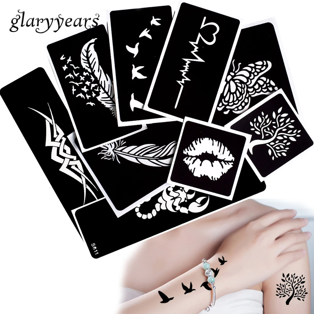 50 шт. трафареты glaryyears для татуировок с хной|tattoo stencil|henna tattoo stencilsbody stencils |