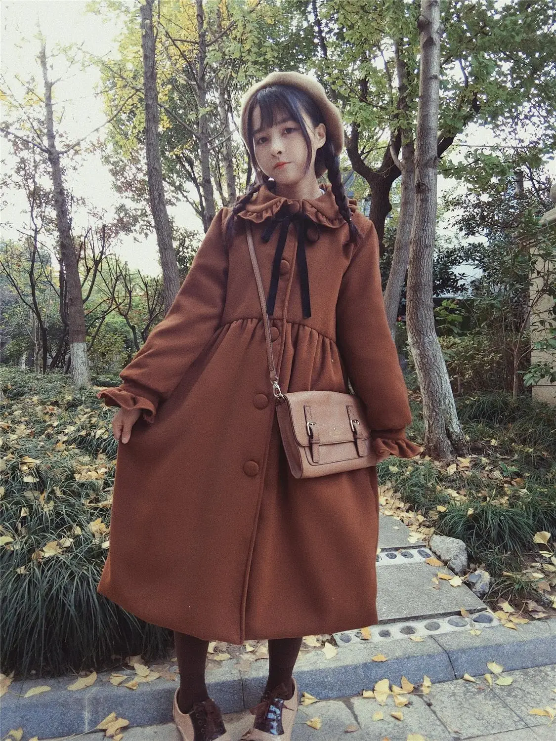 

Vintage japanese sweet lolita overcoat peter pan collar bowknot puff sleeve victorian coat kawaii girl gothic lolita coat loli