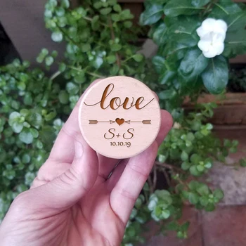 

Personalised Love with Arrow Wedding Wooden Ring Box Custom Names Date Wood Anniversary Perfect Keepsake Ring Box for Wedding