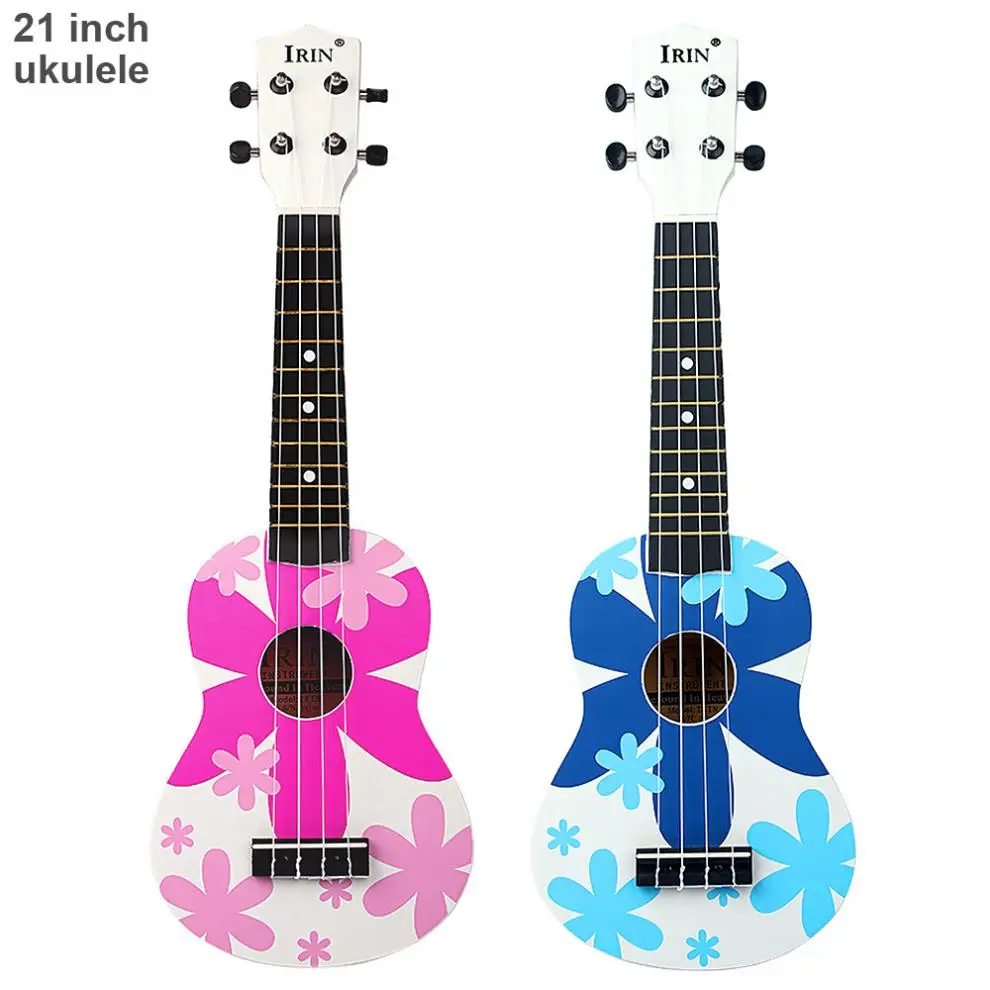 

21 Inch 12 Fret Four Strings Hawaii Soprano Ukulele Flower Pattern Guitar String Musical Instrument