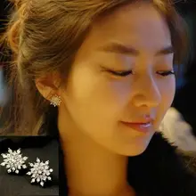 Горячая распродажа Корейская мода изысканная Снежинка стразы маленькие круглые серьги-гвоздики для женщин ювелирные изделия Brincos Oorbellen