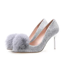 2016 New Sequined Tassel Style Thin High Heels Pointed Toe Pumps For font b Women b
