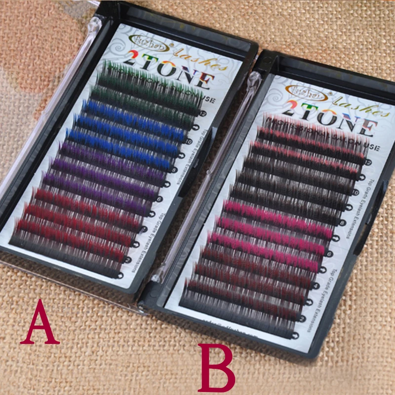 

FUZHAN,12 Rows,6-15mm,4 Two-Tone/Bicolors Individual/Single/Cluster/False Eyelashes Extension for Party and Special Occasions