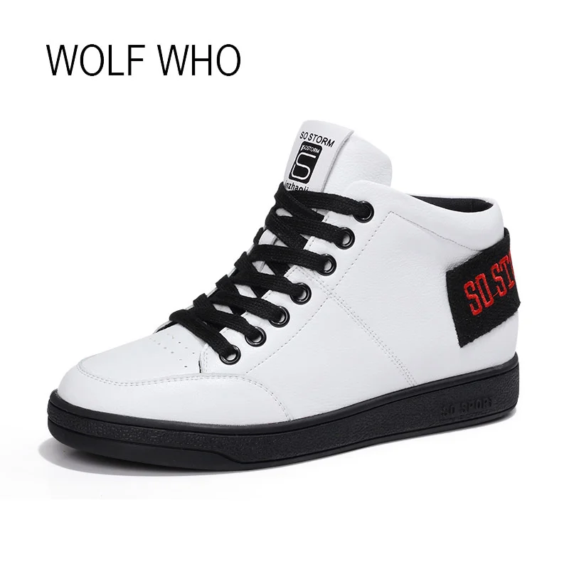 

WOLF WHO 2018 Autumn White Women High Top Leahter Sneakers Ladies Fashion Shoes Female Krasovki Tenis Femininos Casual H-441