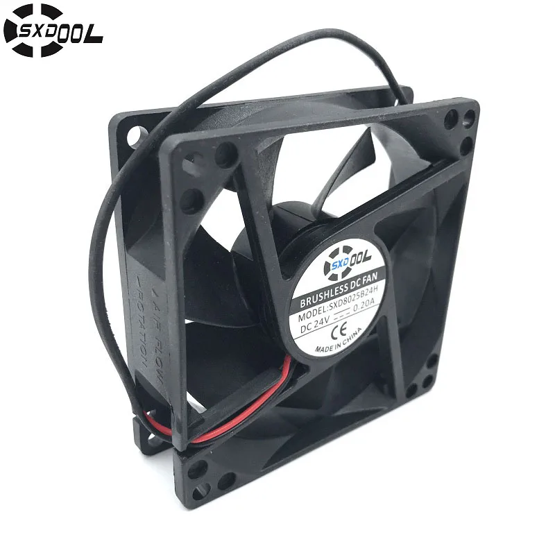 SXDOOL SXD8025B24H 80*80*25 мм двойной с шарикоподшипником, постоянного тока 24 В 0.20A 2 P 3800 об/мин 51CFM осевой Корпус Вентилятор охлаждения
