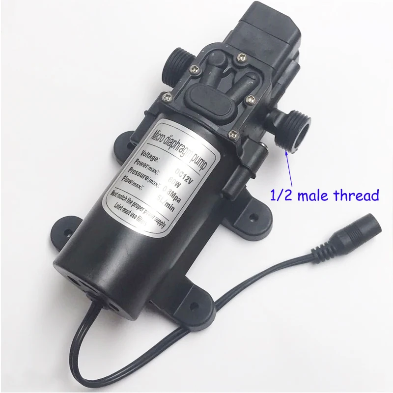Прочный DC 12 V 5L/min сельскохозяйственный Электрический водяной насос черный