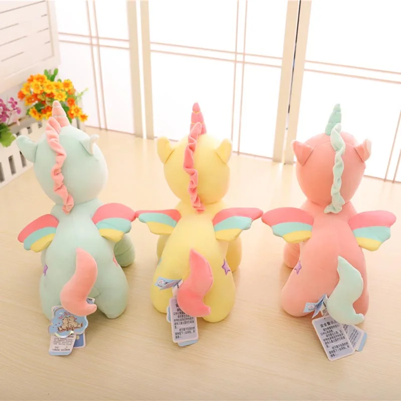 Unicorn Plush Toys Very Soft Pink Yellow Little Horse With Color Wings Stuffed Animal Soft Doll Kids Toys High Quality