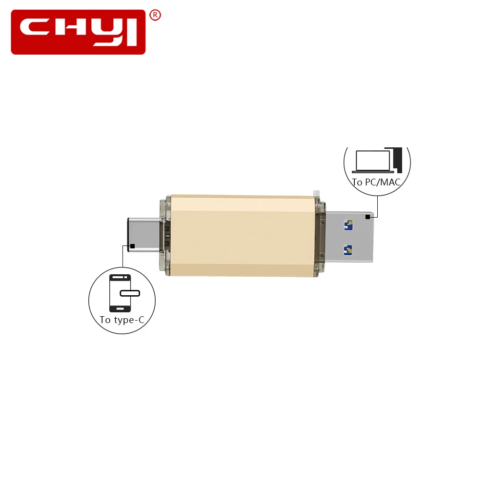 CHYI Тип C USB флешка 16 ГБ Ручка-накопитель 64 ГБ флешки ГБ 32 Гб OTG Memoria USB палка высокая скорость USB 3,0 Флешка U диск для ПК