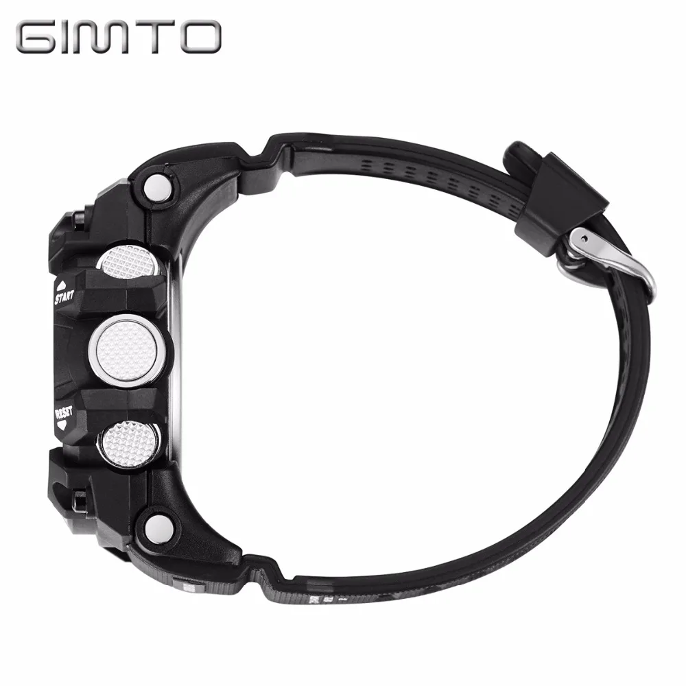Gimto черный Открытый Спорт Смарт часы Для мужчин шок силиконовые цифровой
