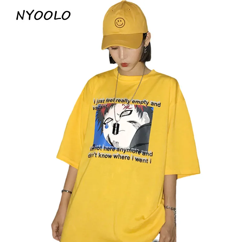 NYOOLO Футболка с принтом аниме Harajuku стиль 2018 летняя футболка короткими рукавами и