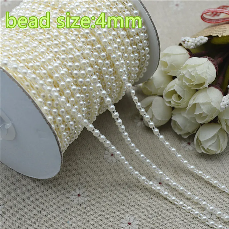 5/25 meter ivory Fishing Line Pearls Beads Chain Garland Flowers