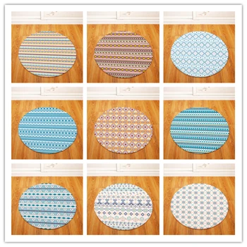 

Round Carpets for Living Room Geometric Printed Parlor Bedroom Chair Rugs Toilet Bath Decorate Non-slip Door Mat