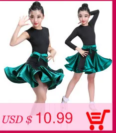 Гофрированная одежда для бальных танцев, латинских танцев, танцевальное платье для девочек, детская юбка с длинными рукавами, сальса, танго, Самба, ча-ча