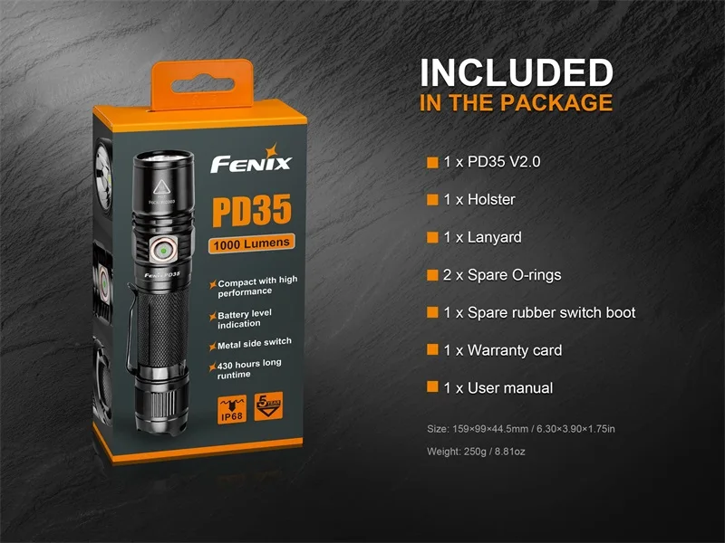 

2018 New FENIX PD35 V2.0 Cree XP-L HI V3 LED 1000 lumens Tactical Flashlight