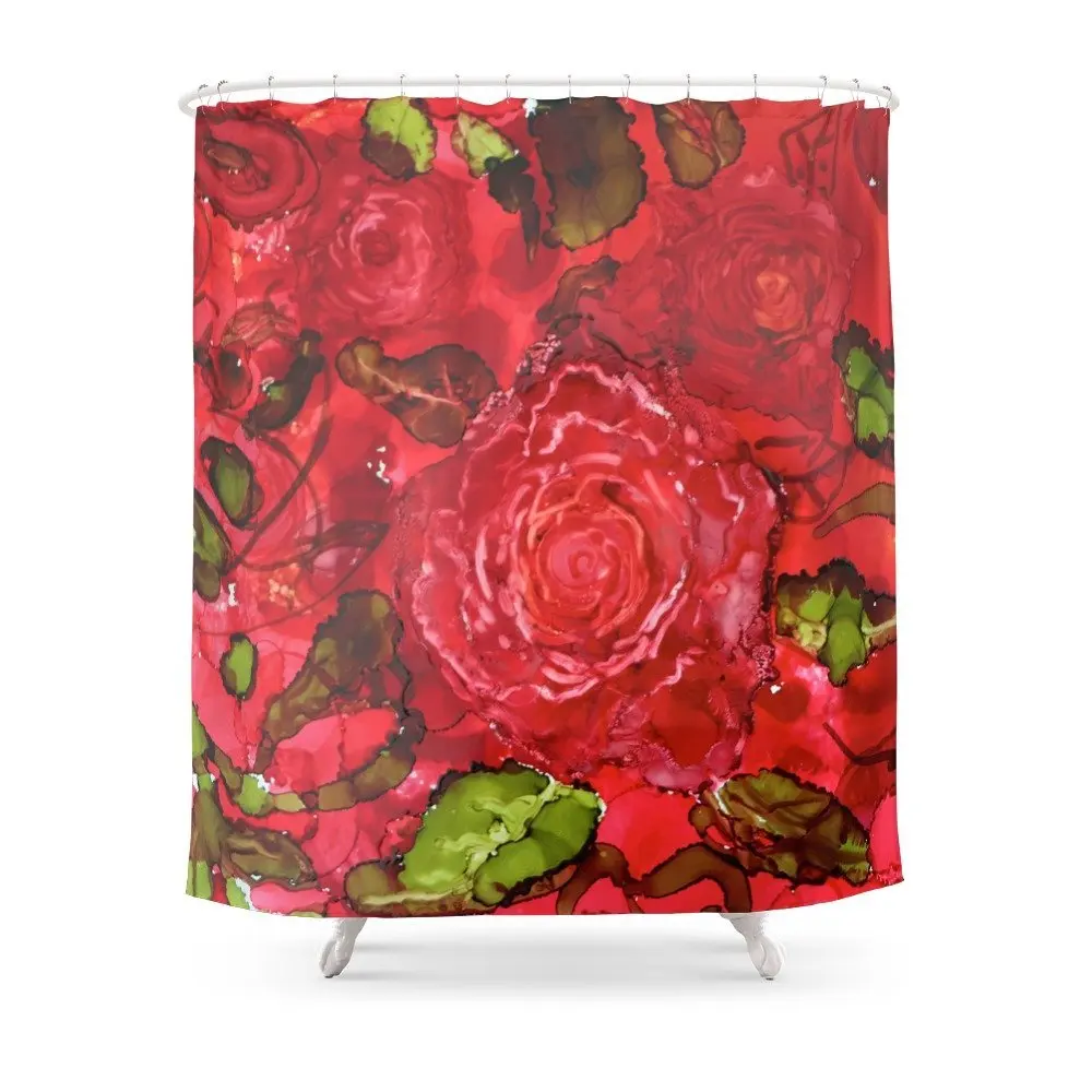 Roses Are Red Shower Curtain Waterproof Polyester Fabric Bathroom