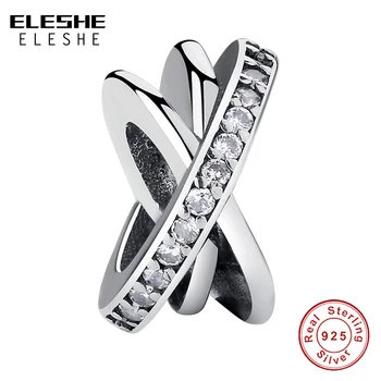 

ELESHE Genuine 925 Sterling Silver Galaxy Cross Spacer Beads Charms Fit Original Bracelet Necklace DIY Jewelry Making
