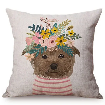 Cute Watercolor Painting Cat Flamingo Dog Kid's Nursery Art Room Decorative Throw Pillow Case Cotton Linen Animal Cushion Cover M090-15