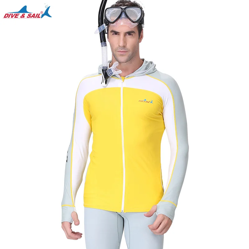 men yellow jacket Женский, мужской Эластичный кардиган Рашгард для серфинга, рубашки на молнии, куртка для влюбленных, стильная, для плавания, защита от сыпи, УФ, водный спортивный гидрокостюм, есть шляпа - Цвет: men yellow jacket