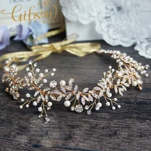 Free Shipping Nature Inspired Gold Wedding Headbands Bridal Halo Rhinestone Hairbands Wedding Hair Vines