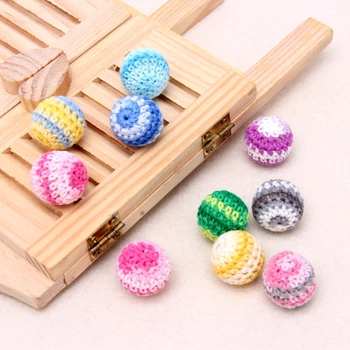 

2018 Wooden Crochet Round Beads For Baby Teething Jewelry Making Handmade 10Pcs 20mm JUL4_17