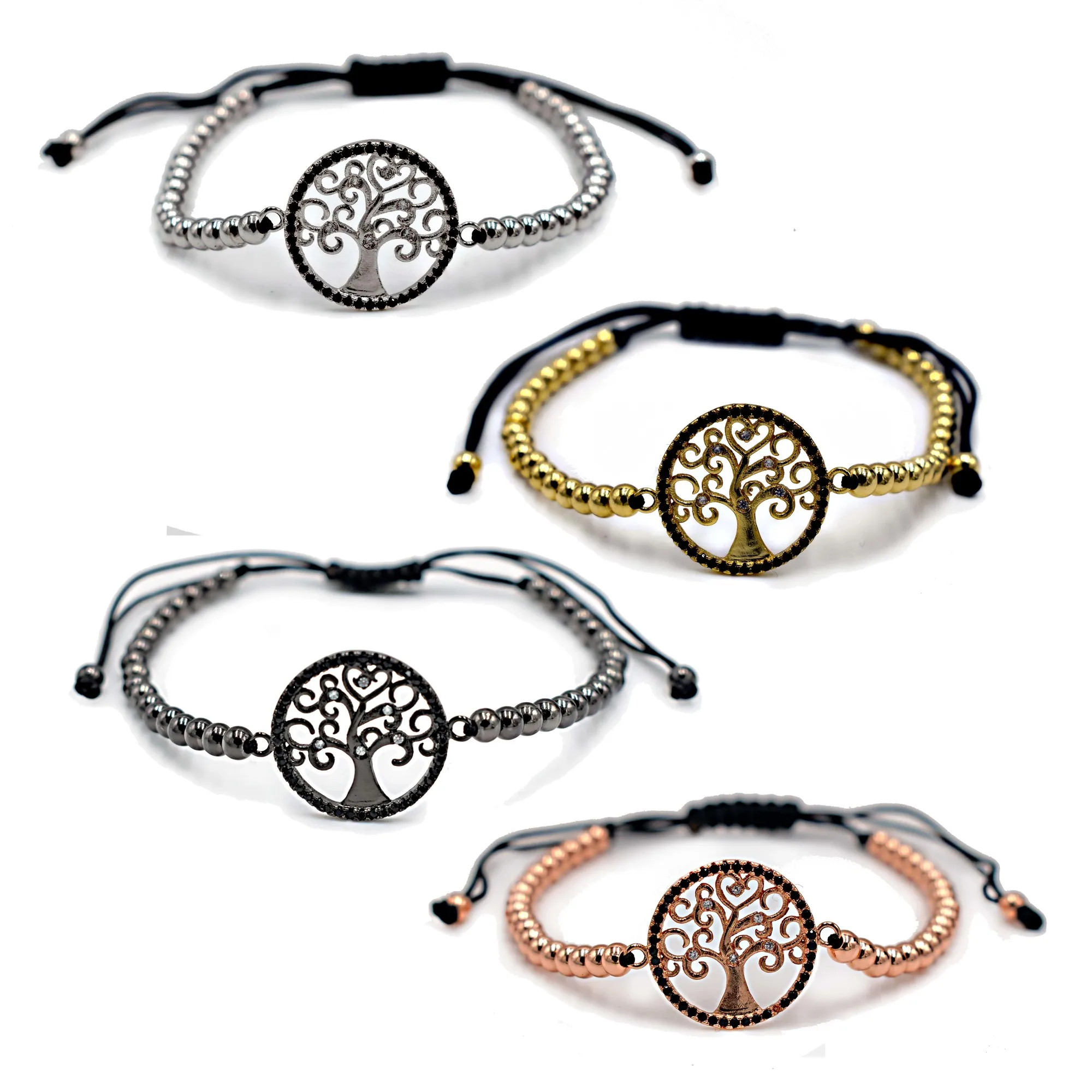 

Charm Woman Color Retention Copper Beads 4mm Bracelets Christmas Tree Cubic Zirconia Bracelet CZ Bracelet Length Adjustable