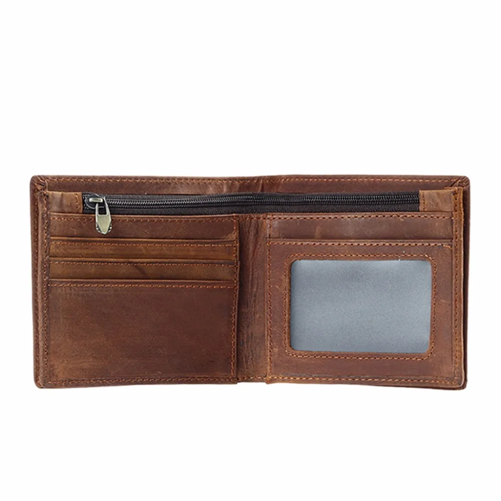 Новый Мужской винтажный кошелек из натуральной кожи, повседневные деловые короткие кошельки, карман для карт, ID, кредитный кошелек