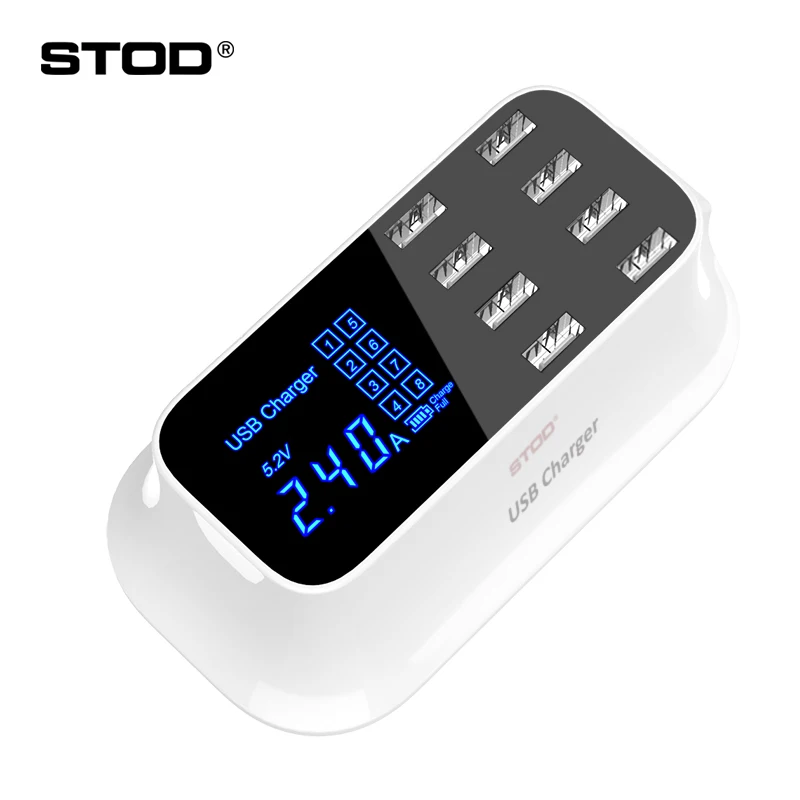 STOD многопортовое умное зарядное устройство USB 40 Вт светодиодный цифровой дисплей 2.4A настольная зарядная