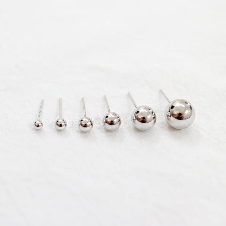 

3mm~ 10mm smooth hollow ball stud earrings for women brincos, 100% 925 sterling silver earings jewelry aretes pendientes mujer
