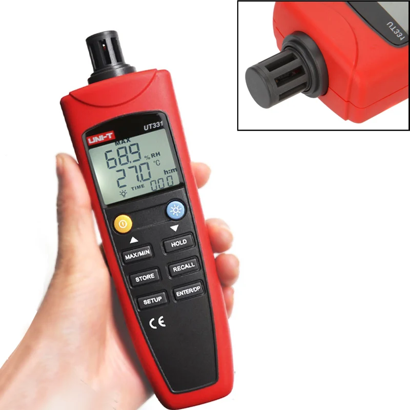 

UNI-T Digital Temperature Humidity Meter UT332 UT331 Thermo-Hygrometer Thermometer Data Storage Recall USB Transfer Dew Point