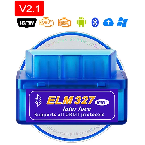 Супер Мини ELM327 Bluetooth V2.1 OBD 2 Автомобильный диагностический инструмент ELM 327 2,1 obd2 считыватель кодов для Android/Symbian для OBDII протоколов - Цвет: MINI BLUE