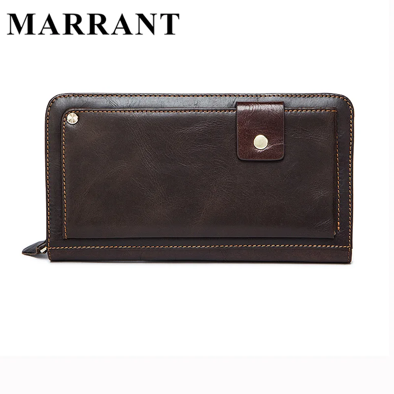 MARRANT Genuine Leather Man Long Wallet Men Clutch Bags Zipper Multifunction Wallet Male Purse Man's Leather Card Holder 9019