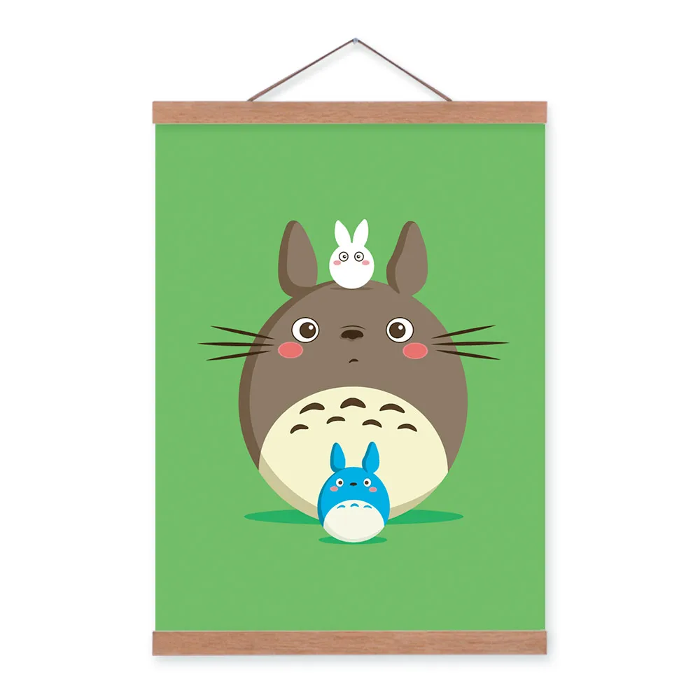 

Kawaii Totoro Posters Print Japanese Cartoon Anime Miyazaki Kids Room Decor Scroll Wall Art Pictures Wood Framed Canvas Painting