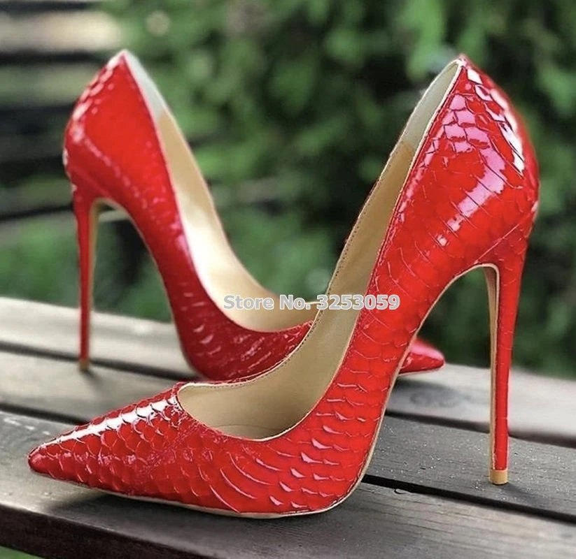 Red and black snakeskin heels Clearance