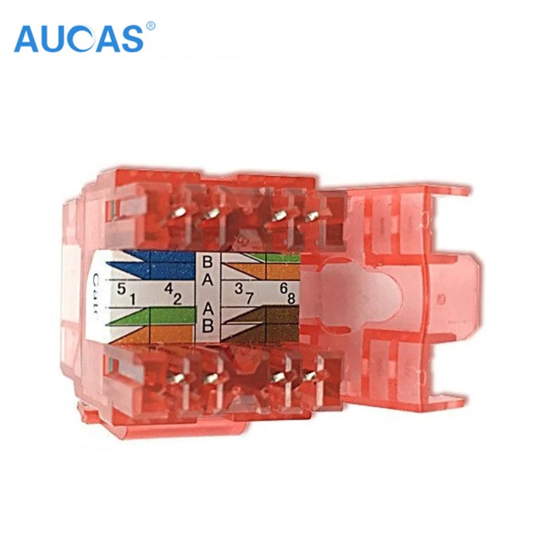 12 шт. AUCAS гигабитная красная CAT5E RJ45 Keystone Jack неэкранированная прозрачная модульная
