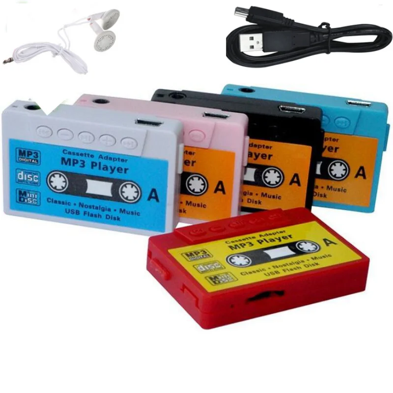 

Retro tape Colorful Mp3 Player Mini Mp3 Music Player Micro TF Card Slot USB MP3 Sport Player USB Port With Earphone Headphone