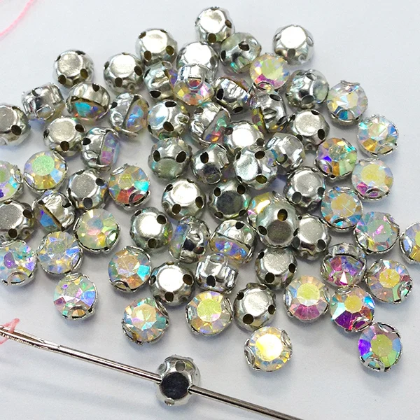 

SS16 3.8mm Sew On Rhinestone 100pcs Crystal AB Sewing Crystal Rhinestones DIY Gem decoration